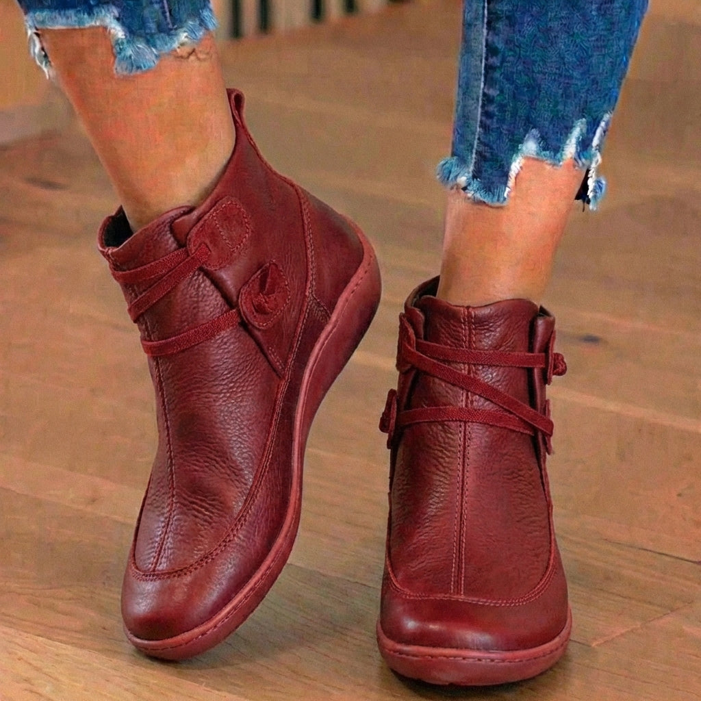 Orthopädische Leder-Schnürstiefel - Combat-Stil mit Seitlichem Reißverschluss