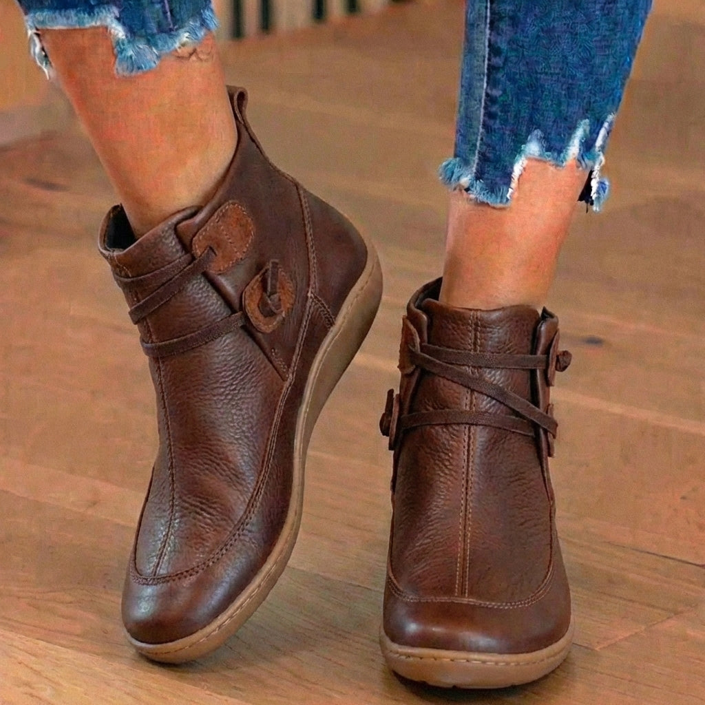 Orthopädische Leder-Schnürstiefel - Combat-Stil mit Seitlichem Reißverschluss