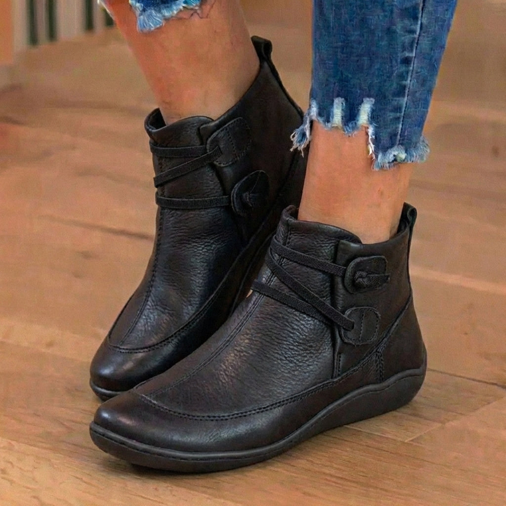 Orthopädische Leder-Schnürstiefel - Combat-Stil mit Seitlichem Reißverschluss