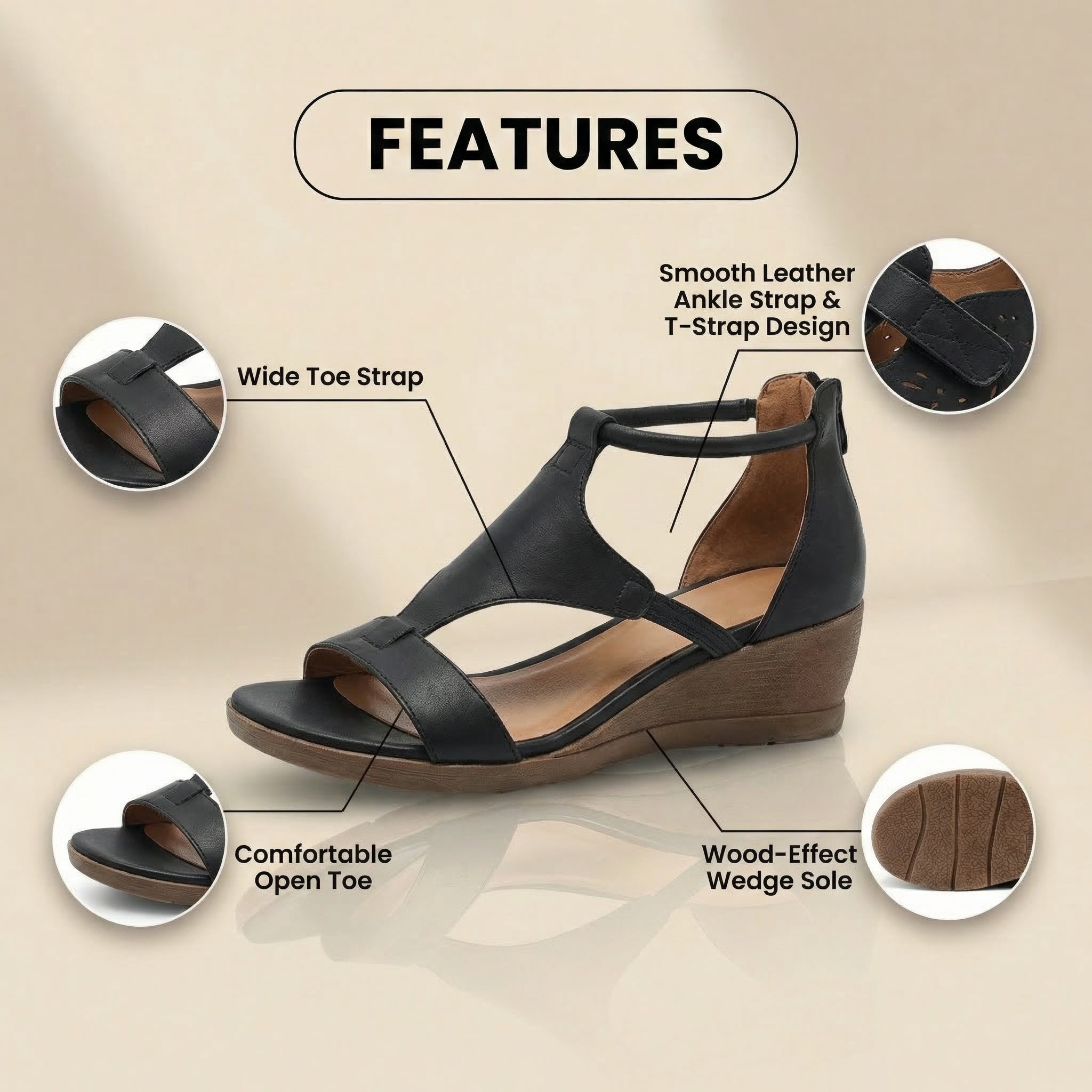 Vintage inspirierte Orthopädische Sandalen