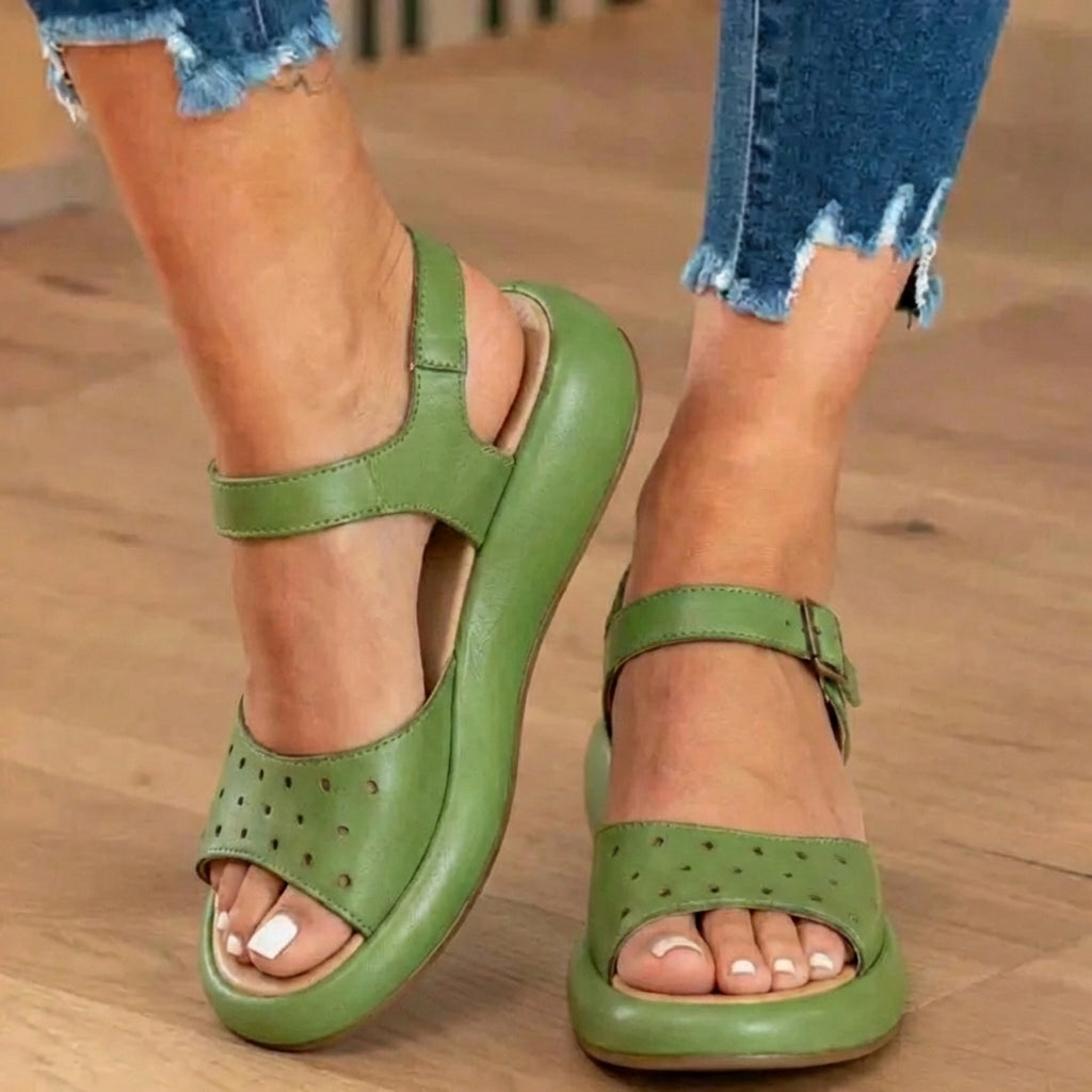 Orthopädische perforierte Leder-Sandalen - Verstellbarer Knöchelriemen