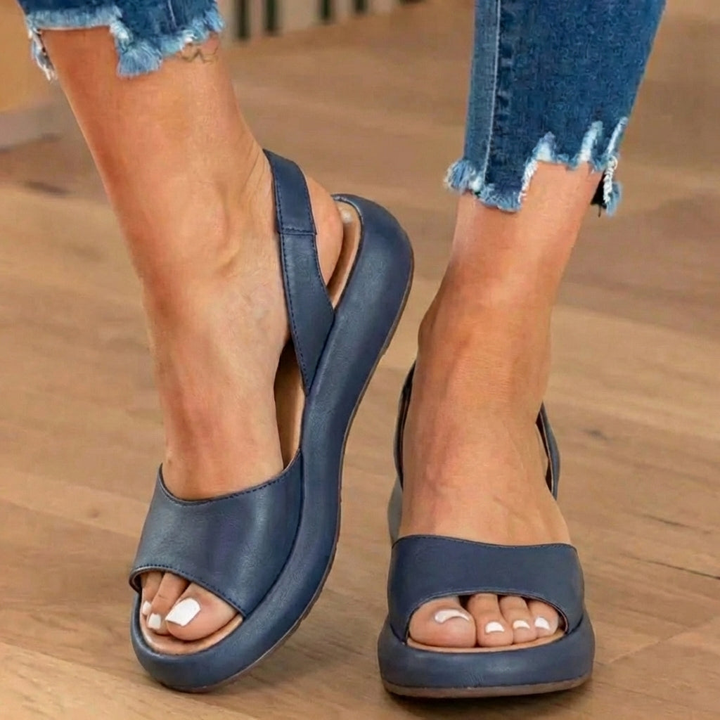 Orthopädische Leder-Plateausandalen - Slingback-Spitzenschuh