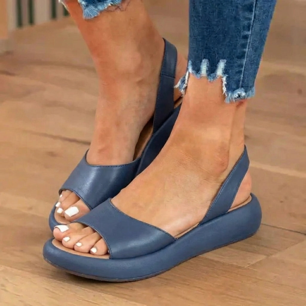Orthopädische Leder-Plateausandalen - Slingback-Spitzenschuh