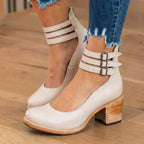 Orthopädische Lederstiefel - Blockabsatz mit doppeltem Schnallenverschluss