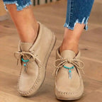 Orthopädische Leder-Mokassin-Stiefel - Feder-Charm Schnürer