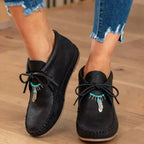 Orthopädische Leder-Mokassin-Stiefel - Feder-Charm Schnürer