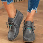 Orthopädische Leder-Mokassin-Stiefel - Feder-Charm Schnürer